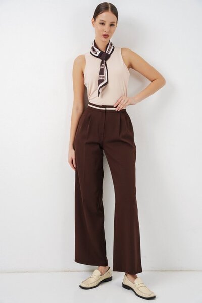 COjans Wide leg fabric trousers 30088 - brown