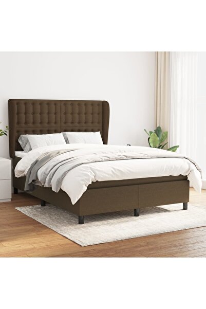 Concept Pat continental cu saltea, maro închis, 140x200 cm, textil