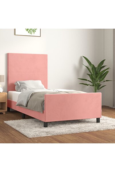 Concept Cadru de pat cu tăblie, roz, 90x190 cm, catifea