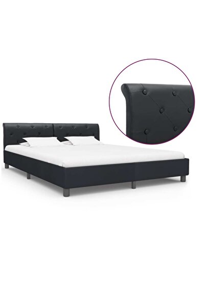 Concept Σκελετός κρεβατιού, μαύρο, 180 x 200 cm, οικολογικό Δερμάτινο