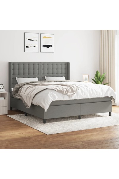 Concept Pat box spring cu saltea, gri închis, 180x200 cm, textil