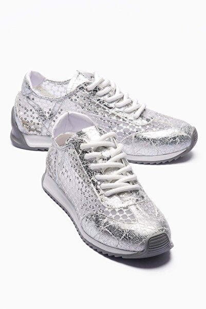 Mubiano حذاء رياضي نسائي حذاء رياضي مزين بالترتر وتفاصيل شبكية لامعة للاستخدا...