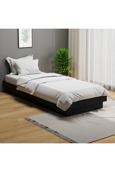 Concept Μικρό Μονό κρεβάτι 2FT6, μαύρο, 75x190 cm, μασίφ ξύλο