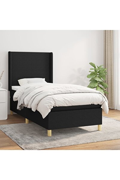 Concept Pat box spring cu saltea, negru, 90x200 cm, textil