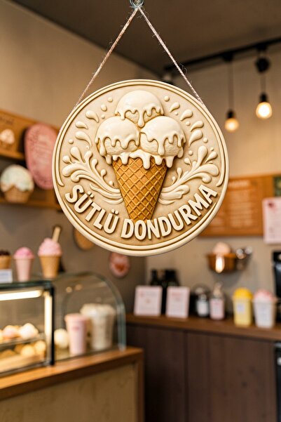 Nod Διακοσμητικό τοίχου πόρτας με ξύλινο κορδόνι και εικόνα παγωτού γάλακτος,...