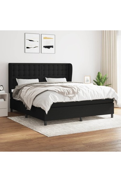 Concept Pat box spring cu saltea, negru, 180x200 cm, catifea