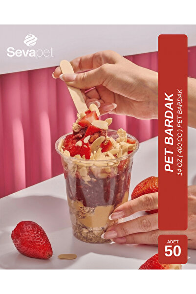 SEVAPET 14 OZ (400 CC) PET BARDAK 50 ADET / SOĞUK İÇECEK BARDAĞI