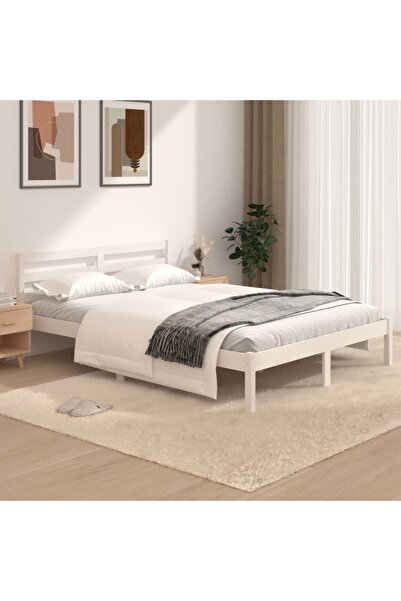 Concept Cadru de pat mic dublu 4FT, alb, 120x190 cm, lemn masiv de pin