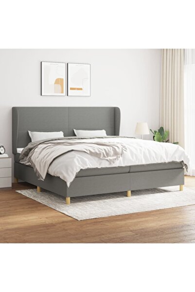 Concept Pat box spring cu saltea, gri închis, 200x200 cm, textil