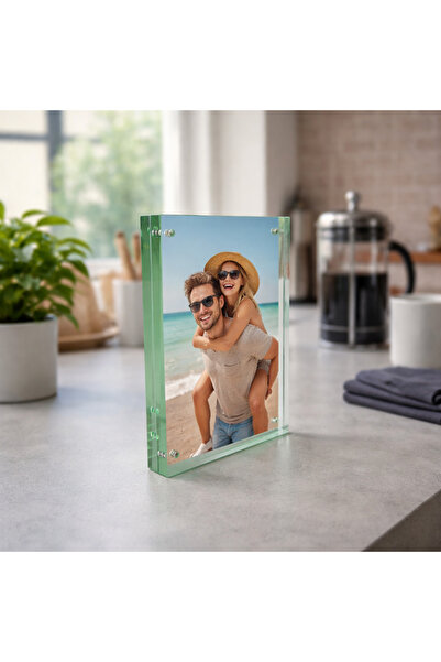 PLEXIROM Magnetic photo frame 10 x 10 cm, Sheer acrylic imitation glass, fram...