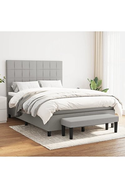 Concept Pat box spring cu saltea, gri deschis, 140x190 cm, textil