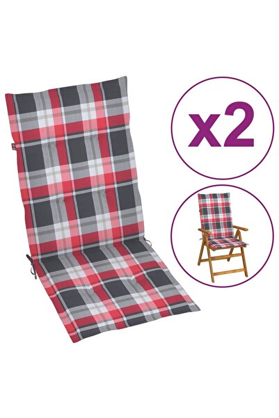 Concept Perne scaun grădină, 2 buc., model carouri roșu, 120x50x3 cm