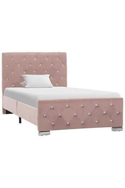 Concept Σκελετός κρεβατιού, ροζ, 90 x 200 εκ., ύφασμα