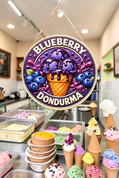 Nod Ornament de perete pentru ușă cu șnur din lemn, cu imagine de înghețată c...