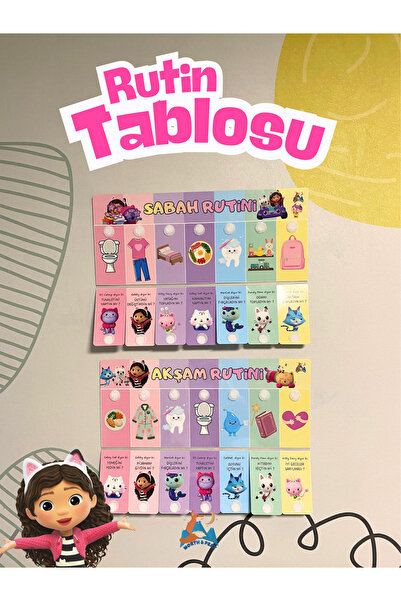 north&peak Morning and Evening Routine Chart (Velcro) (Gabby Dollhouse Themed)