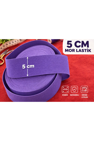 İMREN AKSESUAR Sert Dokuma Mor Renk 5 cm Dayanıklı Paça Don ve Bel Lastiği 1 ...