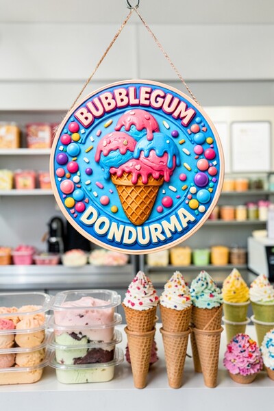 Nod Διακοσμητικό τοίχου πόρτας με ξύλινο κορδόνι και εικόνα παγωτού με γεύση ...