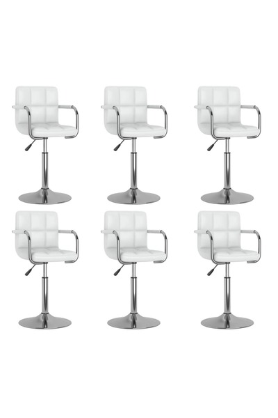 Concept Περιστρεφόμενες καρέκλες τραπεζαρίας, 6 τεμ., λευκές, οικολογικό Δερμ...