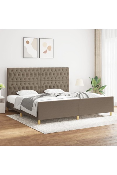 Concept Cadru de pat cu tăblie, gri taupe, 200x200 cm, textil