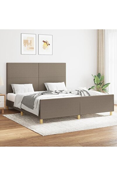 Concept Cadru de pat cu tăblie, gri taupe, 160x200 cm, textil