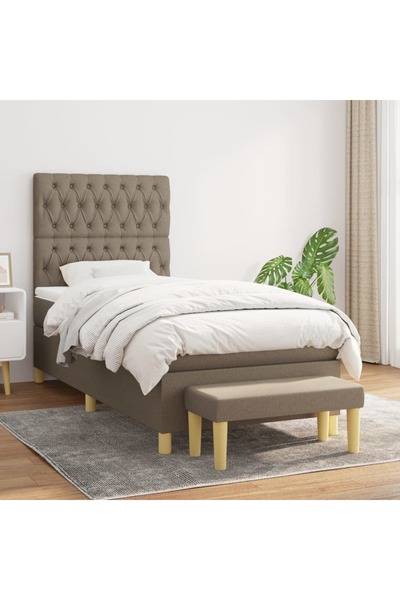 Concept Pat box spring cu saltea, gri taupe, 100x200 cm, textil