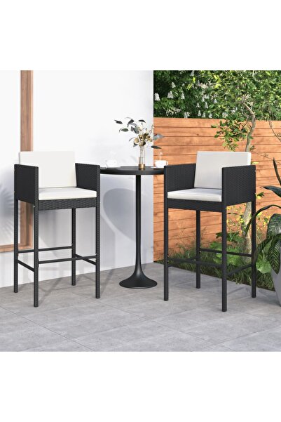 Concept Σκαμπό μπαρ με μαξιλάρια, 2 τεμ., μαύρο, πολυρατάν