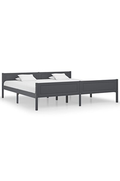 Concept Cadru de pat, 200x200 cm, gri, lemn masiv de pin