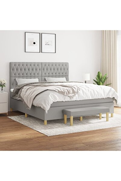 Concept Pat continental, gri deschis, 180x200 cm, material textil