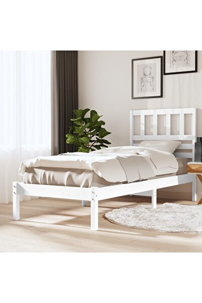 Concept Cadru de pat 2FT6 Small Single, alb 75x190 cm lemn masiv de pin