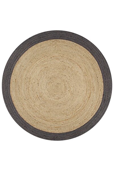 Concept Χειροποίητο Χαλί με σκούρο γκρι περίγραμμα, 150 εκ., γιούτα