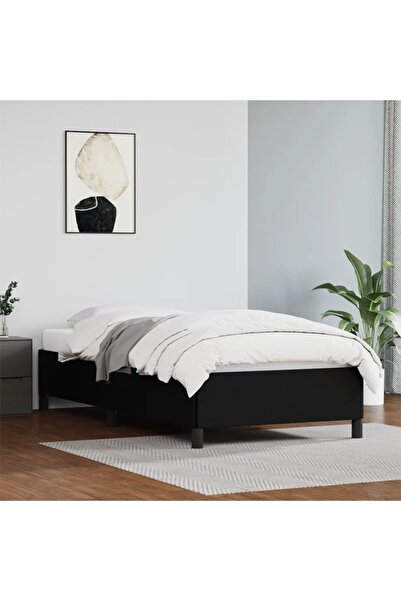 Concept Σκελετός κρεβατιού, μαύρο, 90x190 cm, οικολογικό Δερμάτινο