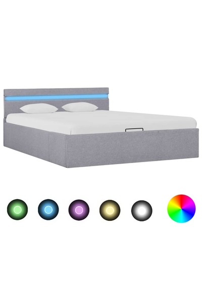 Concept Υδραυλικό πλαίσιο κρεβατιού με LED ανοιχτό γκρι 120x200 cm ύφασμα