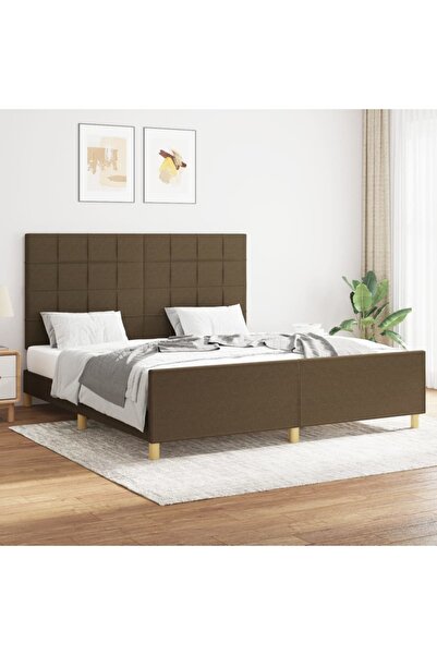 Concept Cadru de pat cu tăblie, maro închis, 160x200 cm, textil