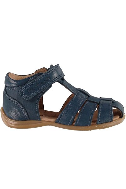 EN FANT Plain Small Navy 22 - Leather Sandals with velcro closure for children -