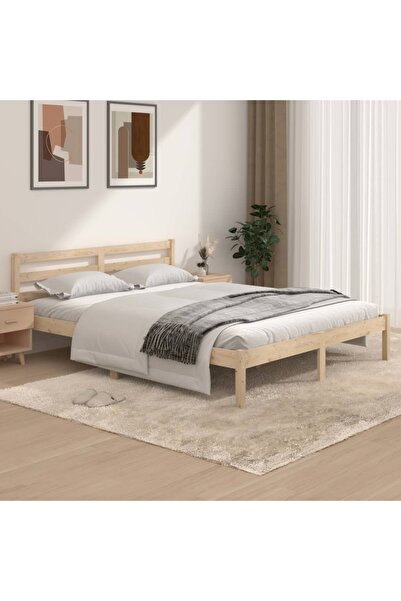 Concept Σκελετός κρεβατιού Μεγάλο μέγεθος 5FT, 150x200 εκ., από μασίφ ξύλο πε...