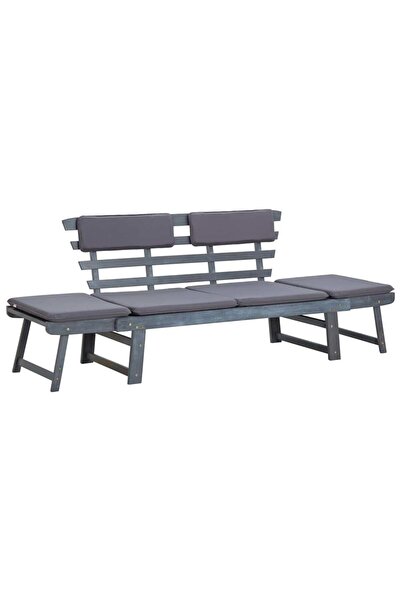 Concept Παγκάκι Κήπου με Μαξιλάρια 2 σε 1 Γκρι 190 εκ. από Μασίφ Ξύλο Ακακίας