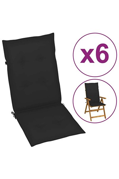 Concept Μαξιλάρια καρέκλας κήπου, 6 τεμ., μαύρα, 120x50x3 εκ.