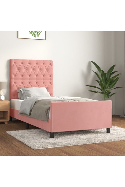 Concept Cadru de pat cu tăblie, roz, 80x200 cm, catifea