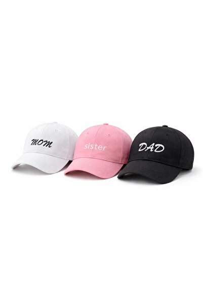 sf collection Aile Kombin Şapka Seti Mom Dad Sister Brother Baskılı Unisex Ayarlanabilir Şapka