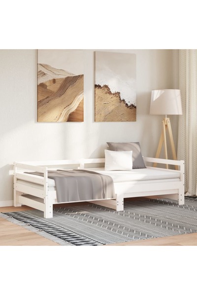 Concept Λευκό επεκτεινόμενο ανάκλιντρο 2x(80x200) εκ. από μασίφ ξύλο πεύκου