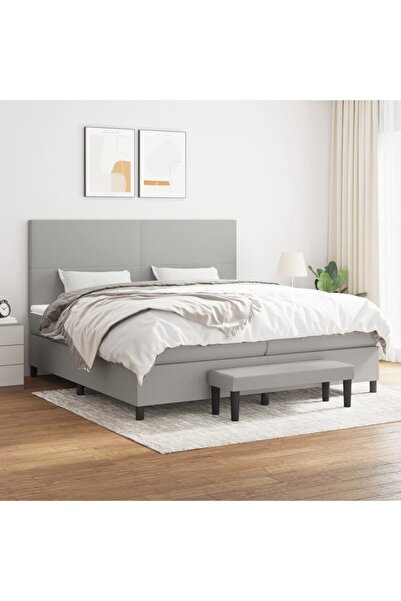 Concept Pat box spring cu saltea, gri deschis, 200x200 cm, textil