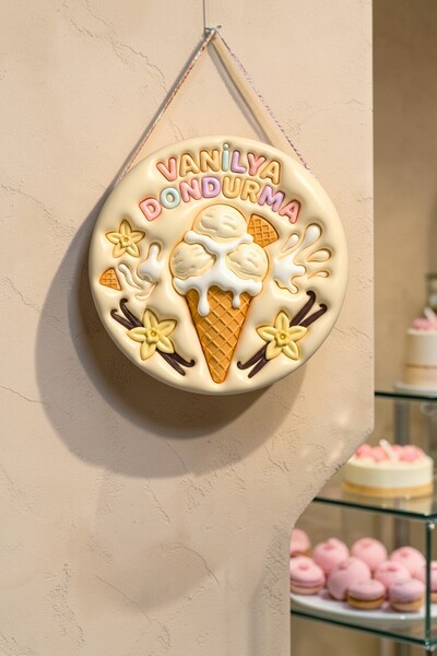 Nod Ornament de perete pentru ușă cu șnur din lemn, cu design de înghețată cu...