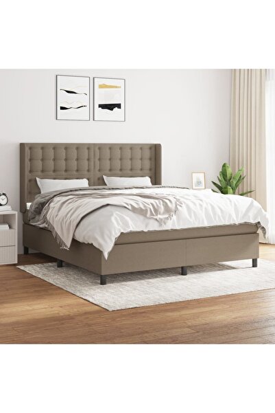 Concept Pat continental cu saltea, gri taupe, 180x200 cm, textil