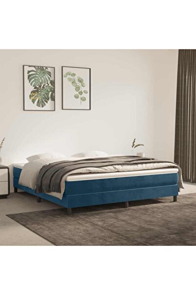 Concept Pat box spring cu saltea, albastru închis, 180x200 cm, catifea