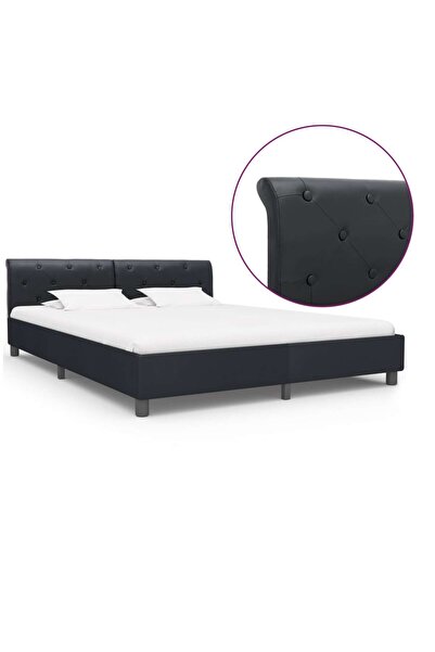 Concept Σκελετός κρεβατιού, μαύρο, 160 x 200 cm, οικολογικό Δερμάτινο