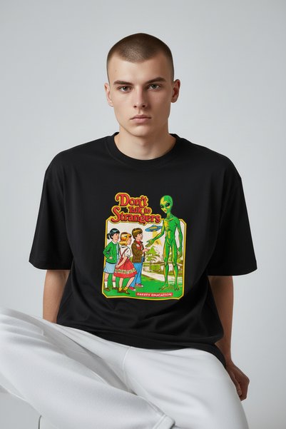 RF Studio Vintage Alien Alien Printed Vintage 100% Cotton Unisex Oversized T-Shirt T-Shirt