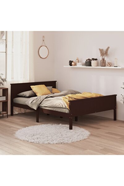 Concept Σκελετός κρεβατιού, σκούρο καφέ, 120x200 εκ., μασίφ ξύλο πεύκου