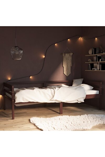 Concept Σκελετός κρεβατιού, σκούρο καφέ, 90x200 εκ., μασίφ πεύκο