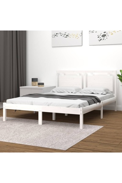 Concept Μικρό σκελετό Διπλό κρεβατιού 4FT, λευκό, 120x190 cm, μασίφ ξύλο