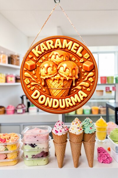 Nod Caramel Ice Cream Visual Wooden Stringed Door Wall Ornament Coffee Shop D...